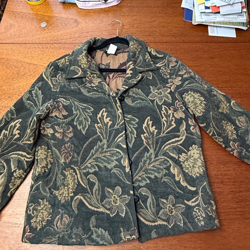 First Option Vintage-Inspired Floral Blazer - Black and Gold